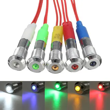 12V 6mm Vodotěsný LED panel Dashboard Panel Varovný signál Indikátor Světlo pro auto loď