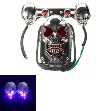 Motocykl Quad ATV Blinkr Zadní Brzdové Světlo Zadní Světlo Lebka Chrome