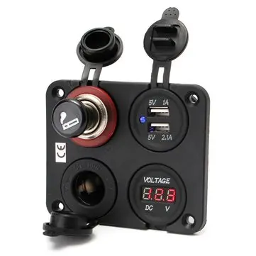 4 v 1 12V Počítací Zásuvka Dvojitý USB Port Nabíječka Voltmetr W/ Pro Motocykl Auto Loď
