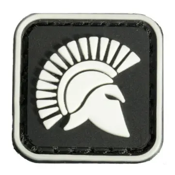 2,5x2,5 cm Čtvercový Mini Molon Labe Král Sparty Glowing Taktický Army PVC Nášivka Brassard Černá