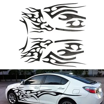2 kusy Černé Vinylová grafika Nálepky na auto Plamenový vzor Dekorace karoserie Univerzální