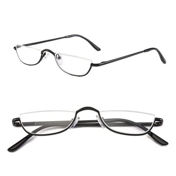 HD Poloměsíc Čtecí Brýle Kovový Rám Lehké Brýle pro Unisex Péče o Zrak +1.5~+3,5 Dioptrie