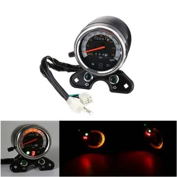 Motocyklový otáčkoměr, rychloměr, LCD digitální přístroj W / Světlo USB Nabíječka pro Cafe Racer