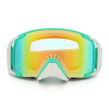Motocyklové Anti Fog Dumb Goggless Sněžné SKI objektiv Sférický zelený rámeček