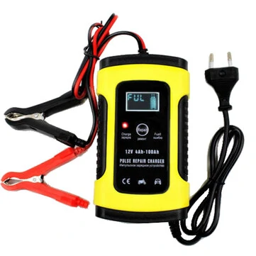 FOXSUR 12V 5A Pulzní opravná LCD nabíječka baterií pro auto motocykl Agm Gel Wet olovná baterie