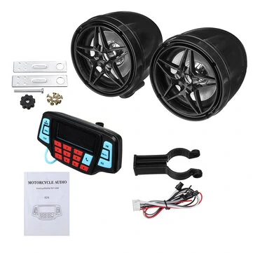 3 palcový BT motocyklový audiosystém USB SD FM rádio MP3 reproduktory 12V