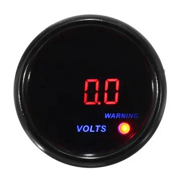 Voltmetr 2 palce 52mm 8-18V Napětí Digitální Modré+Červené LED Displej Černý Stín Měřič