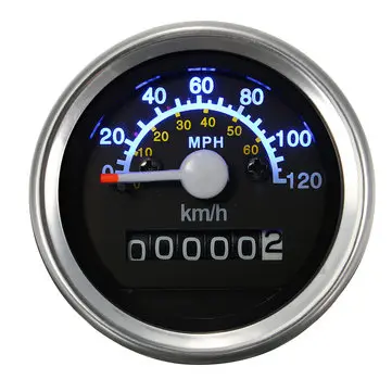 Motorcykel Universal Speedometer Odometer LED-baggrundsbelysning Gauge KMH MPH