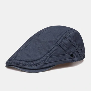Herre Vintage Bogstavbroderet Bomuld Beret Huer Udendørs Justerbar Solskærm Fremad Cap