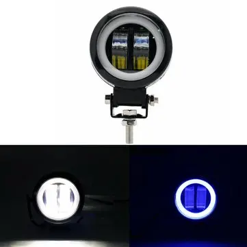 3 tommer 12/24V 6500K 20W Rund LED Arbejdslys Blå+Hvid Med Engleøjne Lys Spot Tågelys Til Bil Båd Motorcykel