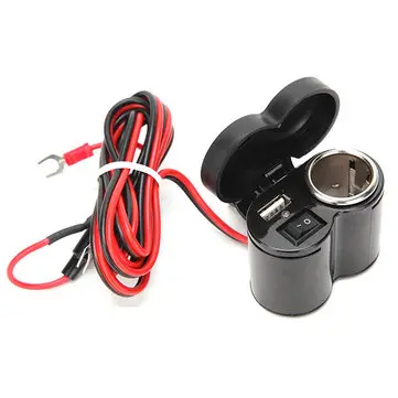 12-24V 7/8 tommer 1 tomme USB-oplader med ON OFF-knap Vandtæt strømhætte til motorcykel
