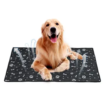 Fiber Pet Dog Cat Soft Summer Cooling Mat Seng Køle Pude Sort S/M/L/XL
