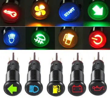 12/24/36V 14MM LED Instrumentbræt Advarselssignal Lys Van Dash Panel Indikator Lampe