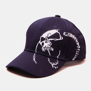 Unisex Canvas Skull Broderi Mønster Udendørs Afslappet Solhat