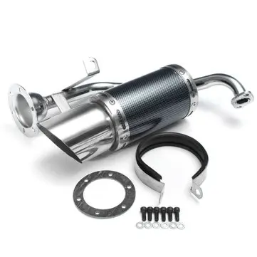 50 mm / 2 tommer Motorcykel Udstødningssystem Rustfrit Stål Kort Kulfiber For GY6 150cc 4-Takts Scooter