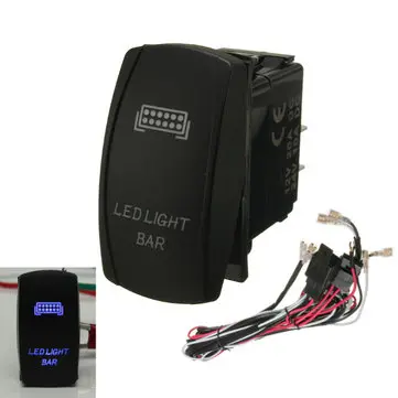 LED-lys Rocker Switch ON/OFF med kabelmontering, relæ og sikring CE