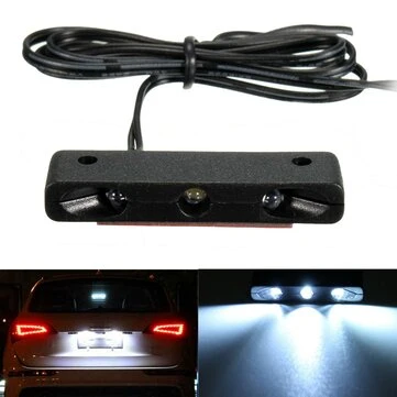 12V 0.3W Bil Motorcykel 3 Mikro-LED Nummerplade Baglygte Lille Lys Hvid