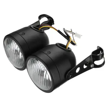12V H4 35W Dobbelt Twin Motorcykel Forlygte Dominator Tracker Streetfighter Forlygte+Brakett