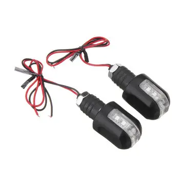 2 stk 12V Motorcykel Amber Styrende Bar Ende Blinklys 6LED Lysindikator