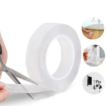 300cm x 0,3cm 10FT Multifunktionel Dobbelt Sidede Genanvendelige Nano Klæbefri Aftagelig Limbar Vaskebar Stærk Gel Anti-Slip Tape