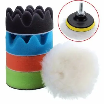 Drillpro 6 stk. 3 tommer bilvaskesætsvamp polering voksning buffing pads sæt kit compound auto car drill