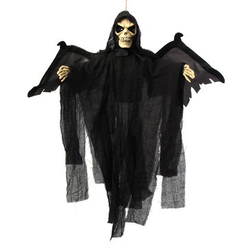 Halloween Prop Hængende Skull Skeleton Ghost Hjemsøgt Batteri Flash Øje Party Dekorationer Voice Control