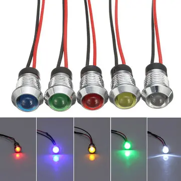 8mm LED Indikator Advarselslampe Metal Pilot Panel Instrumentbræt Auto Bil Båd Motorcykel