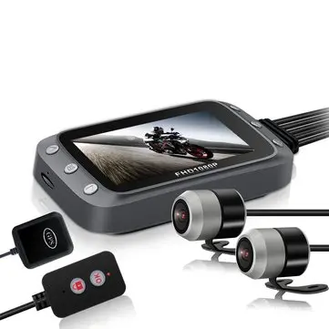 3 tommer WiFi 1080P+1080P FHD Motorcykel DVR Dobbelt Dashkamera Foran Bag Vandtæt GPS Kørselsvideoregistrator