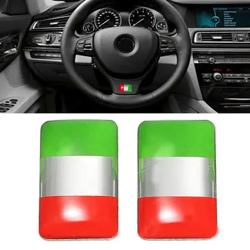 Par Aluminium Italiensk Flag Badge Emblem Bilklistermærke Selvklæbende Mærkning Decal Dekoration
