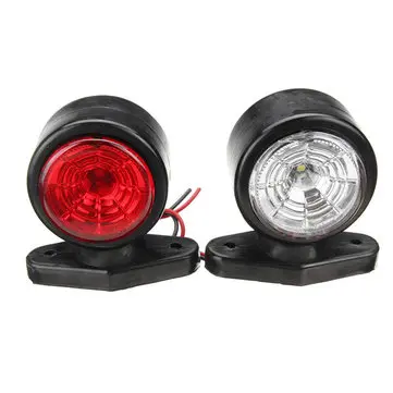 Rød og hvid LED køretøj side markør blinklys lampe 10-30V