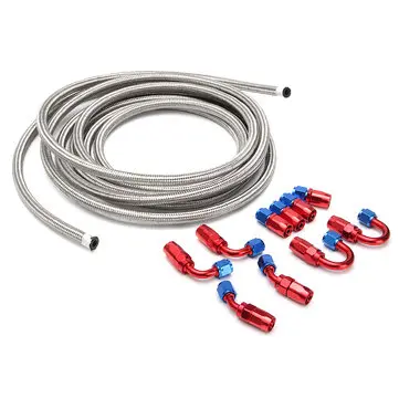 AN6 6AN 6M Stainless Steel Braided Oil Brændstof Line & Fitting Hose End Adapter Kit