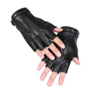 PU motorcykel halvfinger handsker Tykke varme vinter udendørs jagt Fleece Læder