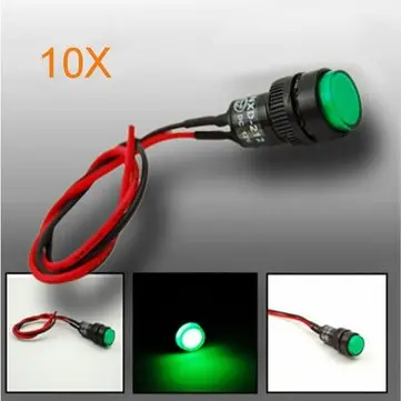 10X10mm Universal LED Indikator Dash Panel Advarsel Lys Lampe