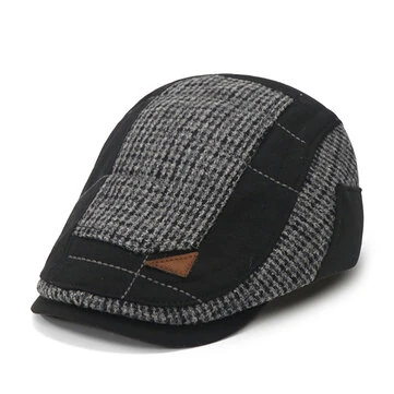 Vintage patchwork beret mænds afslappede komfortable newsboy cap retro mode flad cap spids cap til mænd