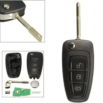 3 Knapper Vendbar Fjernbetjening Nøgle Passer til Ford Focus Mk1 Mondeo Transit Connect