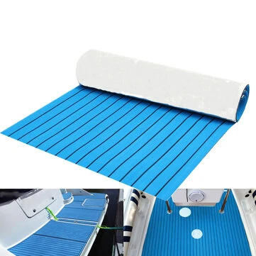 240 cm x 90 cm x 6 mm EVA-skum blå med sorte linjer Bådgulv Faux Teakdækplade Pad