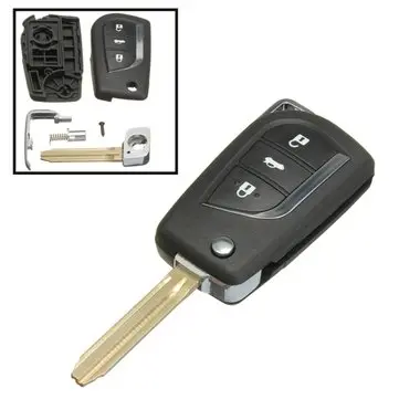 Fjernbetjening Bilnøgle Cover 3 Knap Flip Til Toyota Yaris Echo Tarago Camry Rav4 Collara