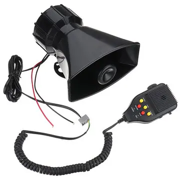 12V 3 Lydoptagende Bil Politi Sirenehorn + Mic PA Højttalersystem Brandalarm