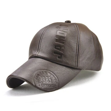 Collrown Fashion Baseball Cap Udendørs Mænds Justerbar PU Læder Hat Bogstaver Præget Casual Hatte Kvinder Unisex Sport Solskærm Hatte