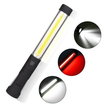 Enusic™ 360 ° Krog Genopladeligt COB LED Arbejdslampe Magnetisk Hvid Rød Fakkel Hand Flashlight Inspection Lamp