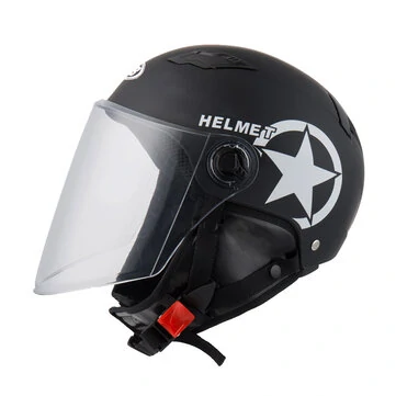 BYB Motorcykel Scooter Halvansigtshjelm med Gennemsigtig Linse Åndbar Unisex