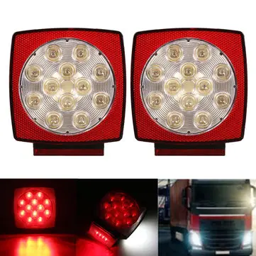 12V LED Firkantede Trailer Baglygter Lastbil Bremse Stoplys Stud Mount Universal