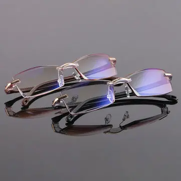 Unisex Nye Rammeless Harpiks Anti-blå Læsebriller Diamantafskæring Anti-blå Lysglas