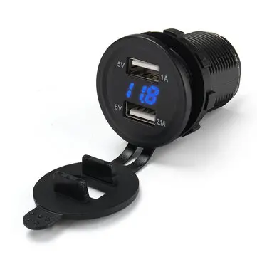 12V-24V 3.1A Dobbelt USB Oplader Stikkontakt Adapter Spændingsmåler til Motorcykel Bil Båd Marine
