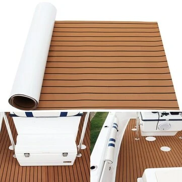 240cm x 90cm x 6mm Marine Gulv Faux Teak EVA Skum Båd Dækning Ark Brun