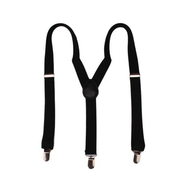 Mænds Klassiske Sorte Seler Elastiske Y-Back Justerbare Remme med 3 Metal Clips