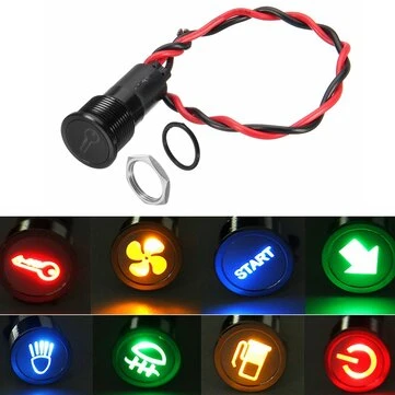 12V 24V 36V 14mm Symbol LED Dash Panel Advarselssignal Lys Indikatorlampe Bil Båd