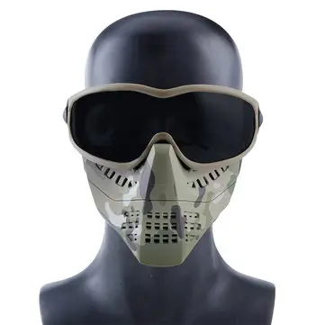 Wosport Taktiske Briller+Halvt Ansigt Maske Aftagelig Udendørs CS Militær Beskyttende Maske
