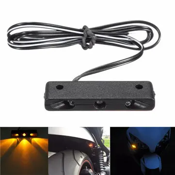 12V Motorcykel 3 LED Blinklys Blinker Bag Mini Greb Gule Lys