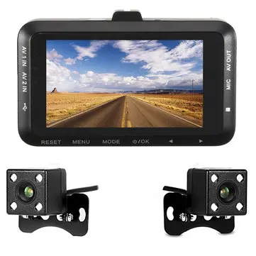 3,0 tommer 1080P Dual Lens Kamera Motorcykel DVR Dash Cam Videorecorder Natvision